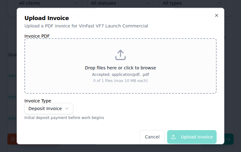 Invoice Upload Dialog